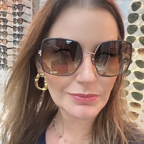 NEW TOM FORD RAPHAELA TF1006 48F WOMEN SUNGLASSES FT1006/S GOLD BROWN - Picture 2 of 9